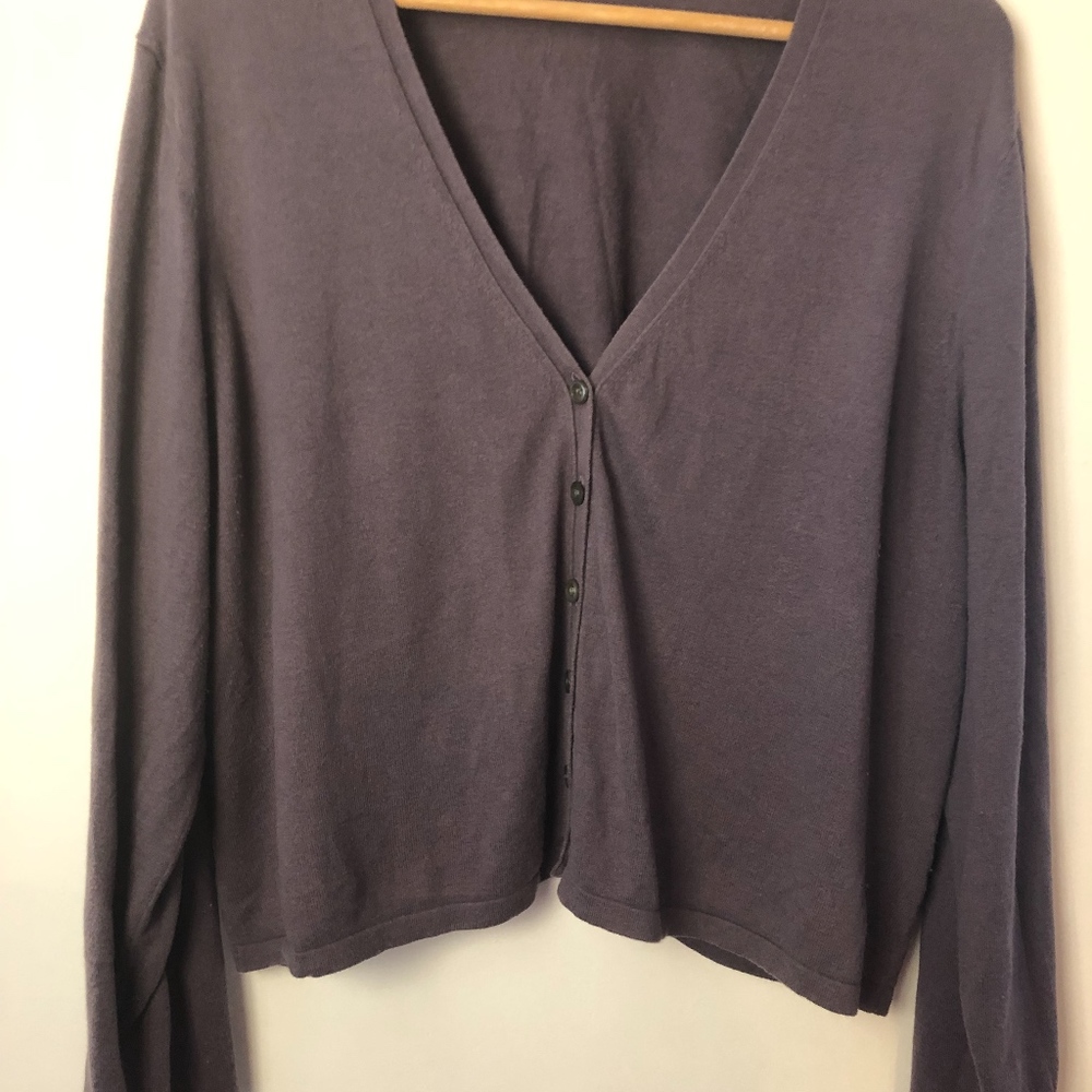 J Jill silk cotton cashmere cropped cardigan - Picture 3 of 6